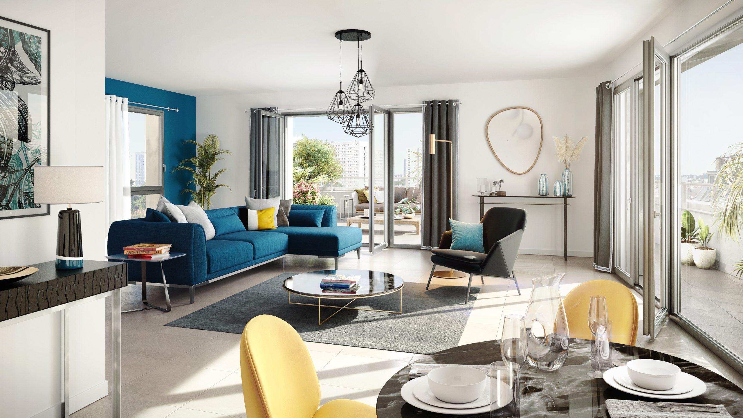 Logement neuf Nantes quartier des olivettes vue interieure