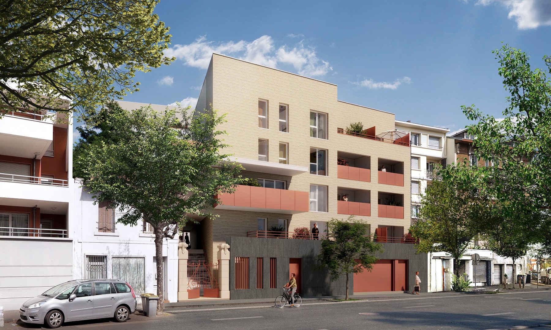 Vue côté rue du programme L'Élémentaire à Clermont-Ferrand