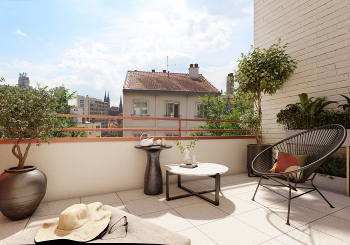 Vue terrasse du programme L'Élémentaire à Clermont-Ferrand