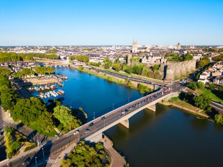 Angers aerial panoramic view, France